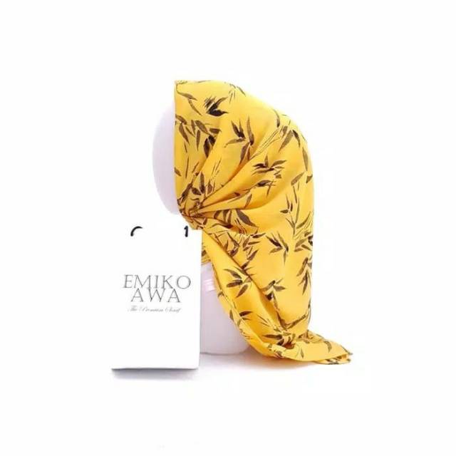 Jilbab Segiempat Motif KuningHitam CerutiZara