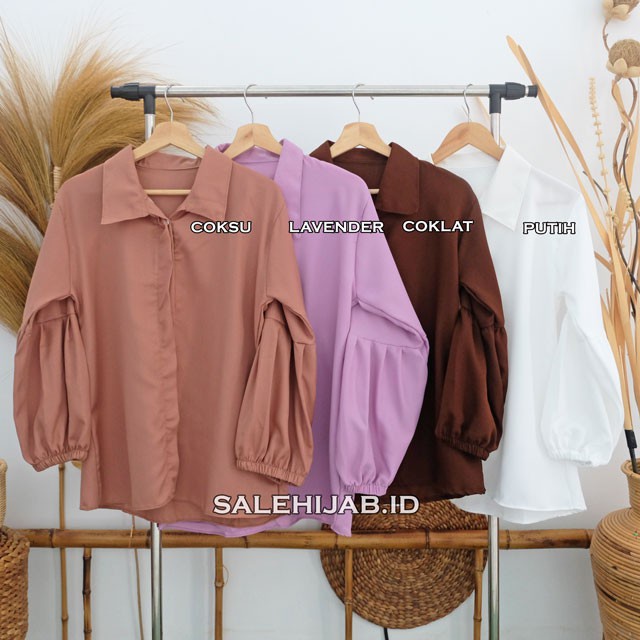 Baleri Blouse Balon / Luci Lucia Blouse Lengan Balon / Atasan Wanita Puffy Blouse Korean Style || BLUS CILA CILLA PUFFY LUNA-6