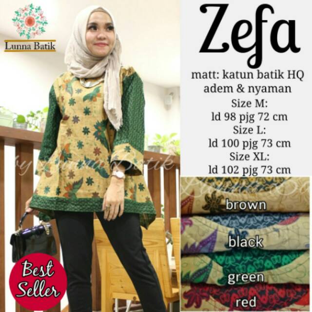 Baju atasan wanita muslim batik Zefa blouse