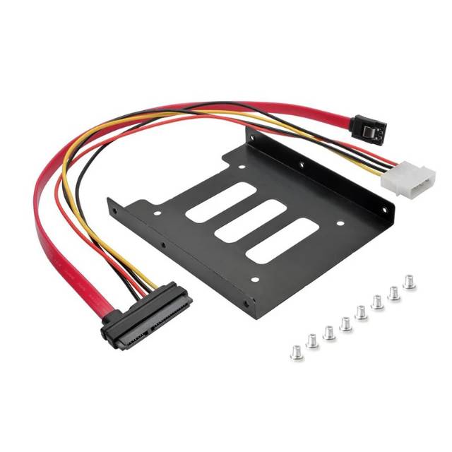 PAKET BRACKET SSD/HDD 2,5 TO 3,5 INCH &amp; KABEL SATA 22 PIN TO SATA &amp; MOLEX