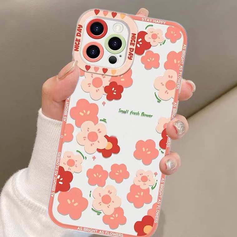 Soft Case Transparan Motif Bunga Untuk IPhone 13pro 12promaxSE2 2020 11 Pro MAX 6S 7 8plus XS XR