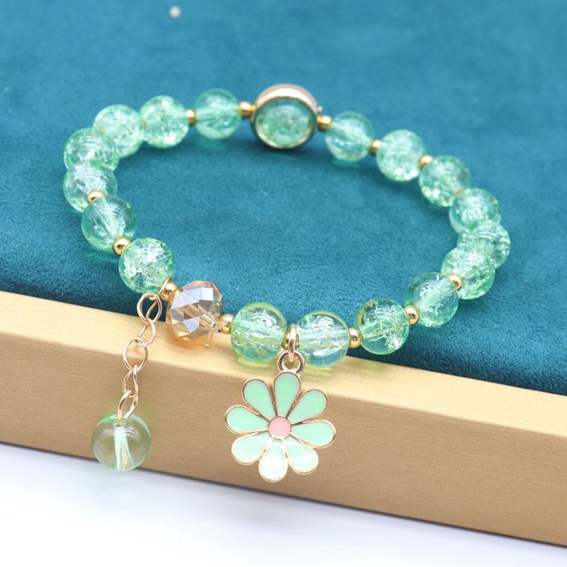 Multi- Layers Crystal Bracelet With Daisy Flowers  /Daisy Bracelet   / Transparent Crystal Flower Bracelet / Handmade Elastic Bracelets