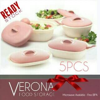 VERONA HIJAU VERONA GADING SET 5 GREEN LEAF OF 5 Wadah Sayur Makanan Plastik Food Original