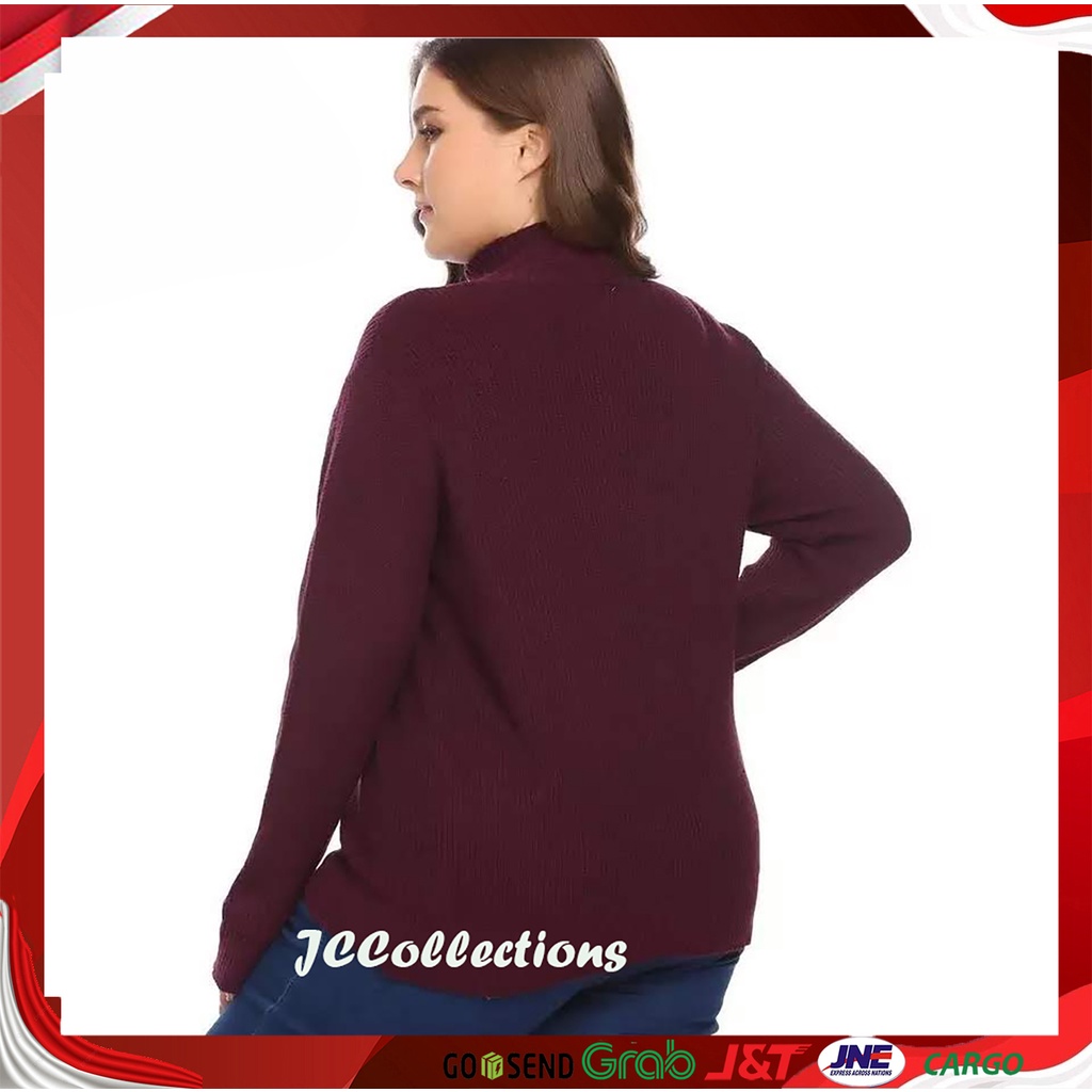 Sweater Turtleneck Korea Wanita Jumbo Big Size 3XL - JCCollections