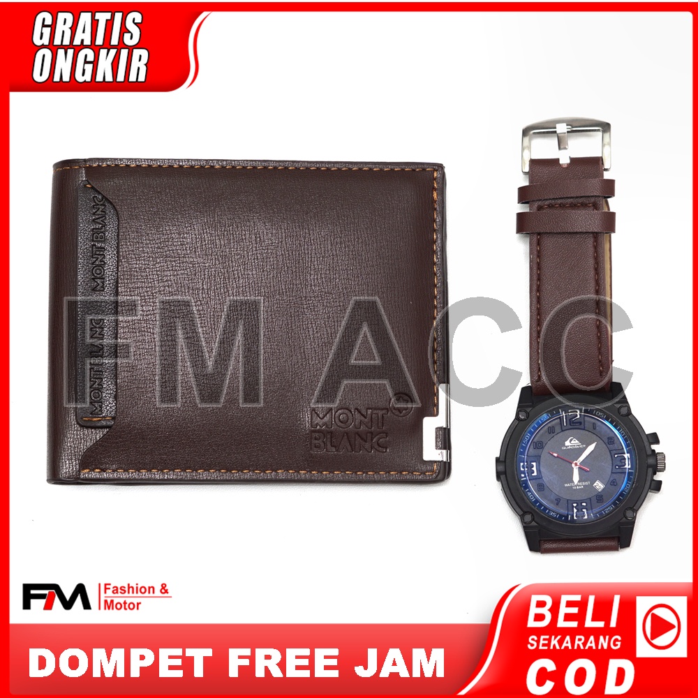 PROMO-Dompet Pria lipat Pendek Import Include BOX + Jam Tangan Pria Casual Premium-CHOKLAT