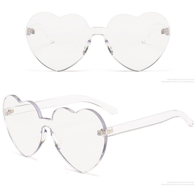 Love Heart Shaped Sunglasses Vintage Frameless Trimming Transparent Heart Glasses