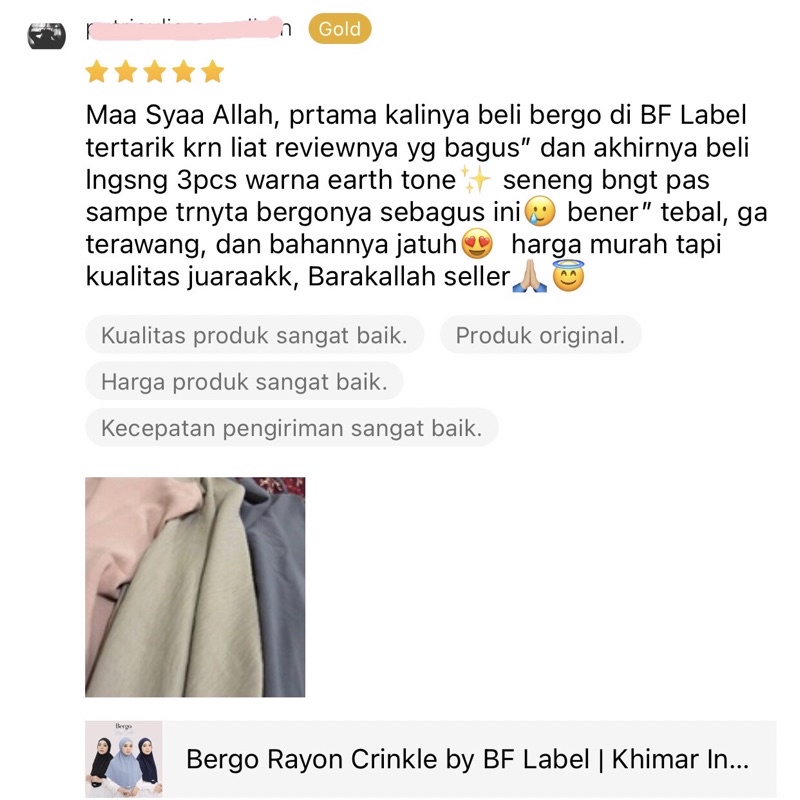 BF Label - Bergo Rayon Crinkle | Khimar Instant Jilbab Maryam Bergo Crinkle Murah