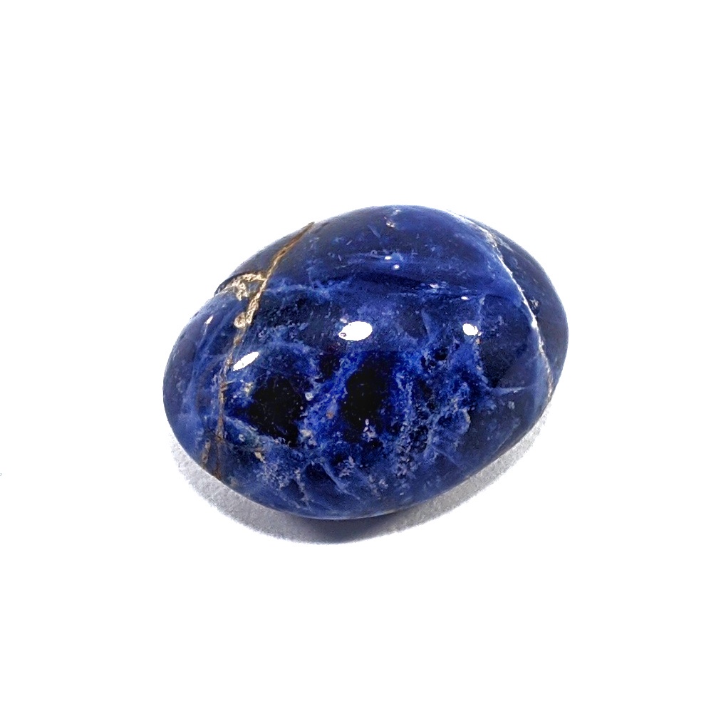 Natural Blue Solidate Serat Pirus Oval Cabochon