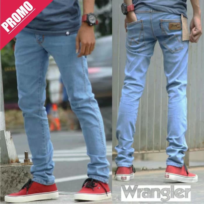 CELANA JEANS PRIA WRANGLER SLIM FIT BIOBLITZ KEREN / BIRU MUDA