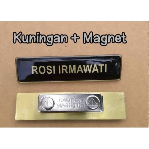 

Name tag plat kuningan magnet custom