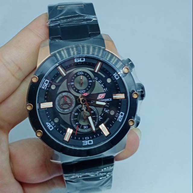 JAM TANGAN PRIA CHRONOFORCE CF5319G BLACK ORI MURAH