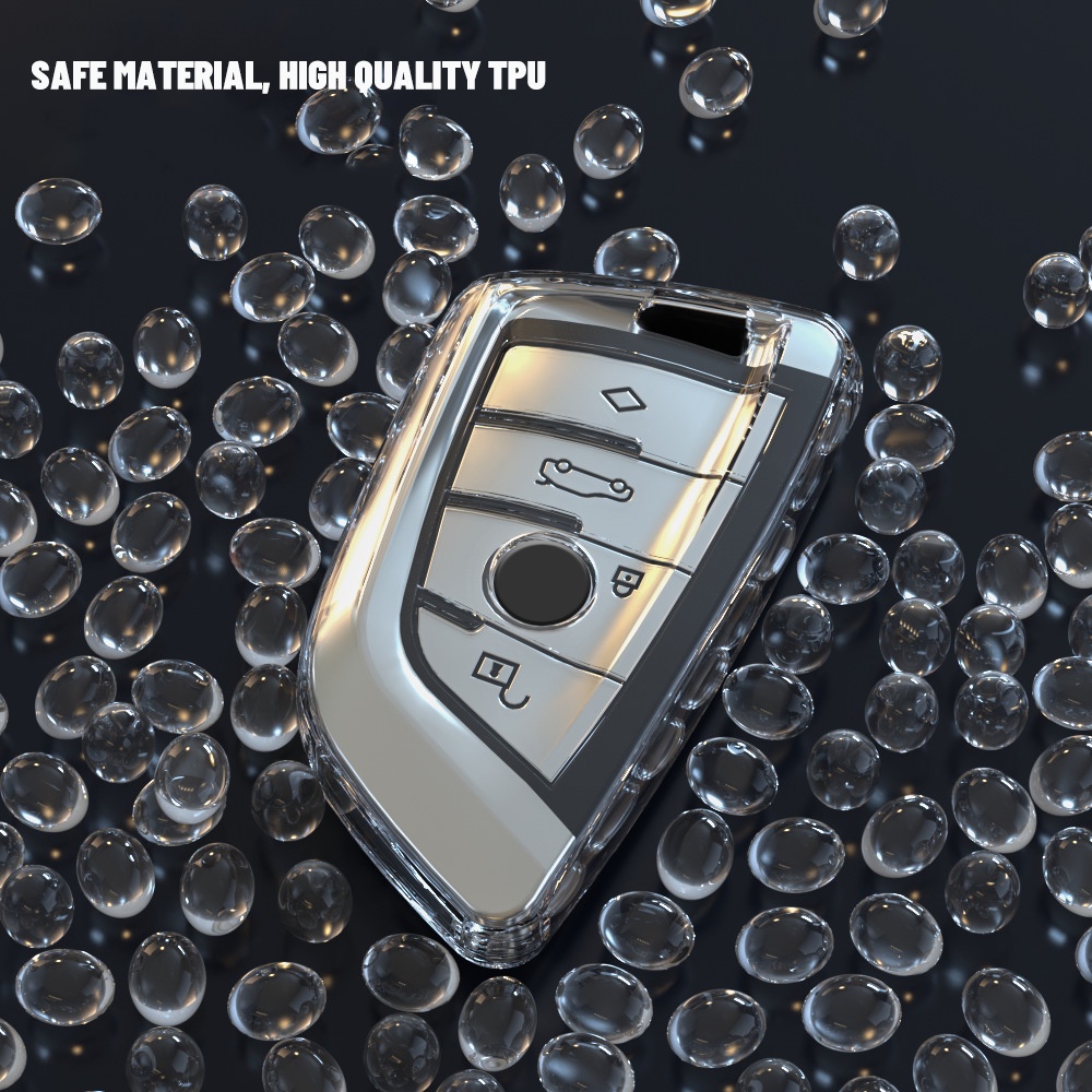 Casing Kunci Mobil Bahan TPU Lembut Bening / Ultra Ringan, Dapat Berputar 360 Derajat° Casing Kunci Mobil Airbag Full Proteksi Untuk BWM X3X5 X 6