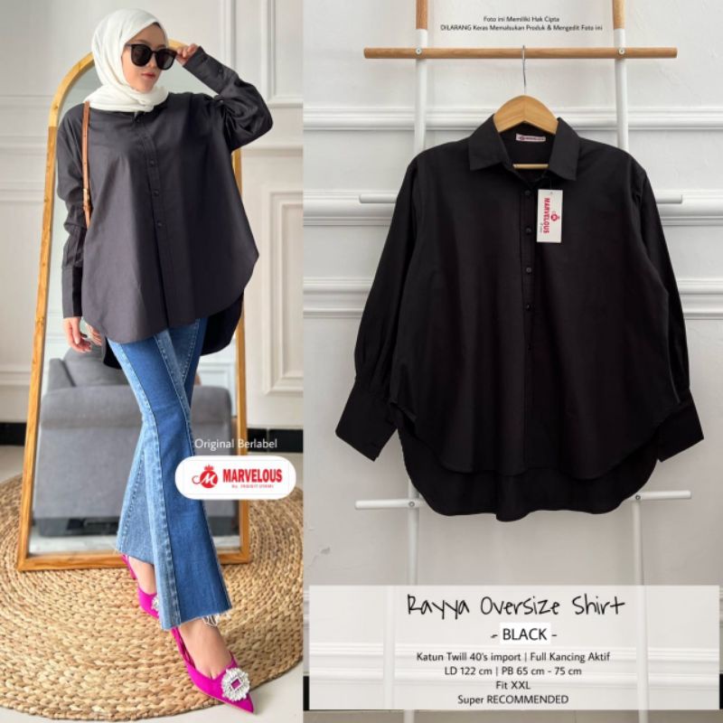 RAYYA OVERSIZE SHIRT (BLOUSE POLOS MUSLIMAH) Blouse oversize wanita rekomended