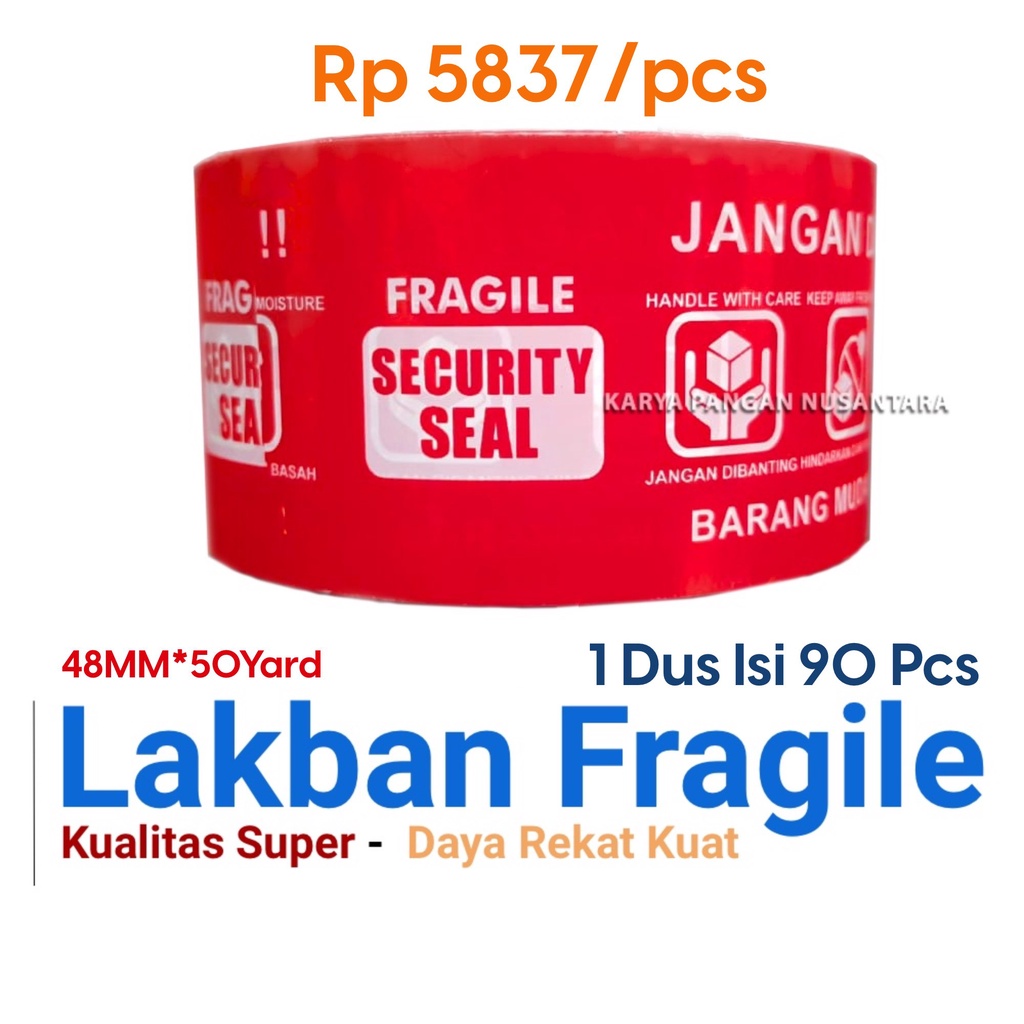 

LAKBAN FRAGILE LAKBAN MERAH ISOLASI TAPE LAKBAN MERAH KUAT 1DUS 90PCS