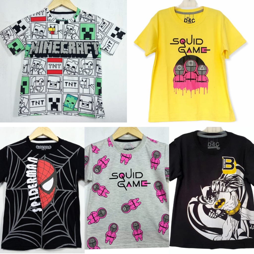 Baju Anak Laki Laki Squid Game | Kaos Spiderman | Kaos Murah Anak Laki | Atasan Anak Cowok Karakter 