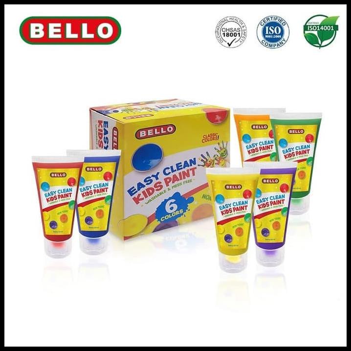 

Bello Easy Clean Kids Paint 6 Colors Washable & Mess Free