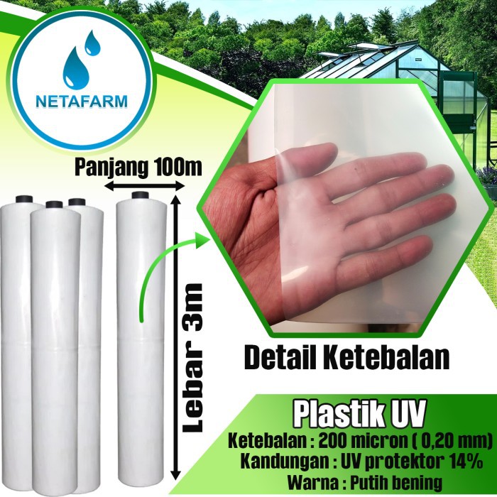 Plastik UV 14% lebar 3 meter ketebalan 200 micron - ( 1 Meter ) LOKAL