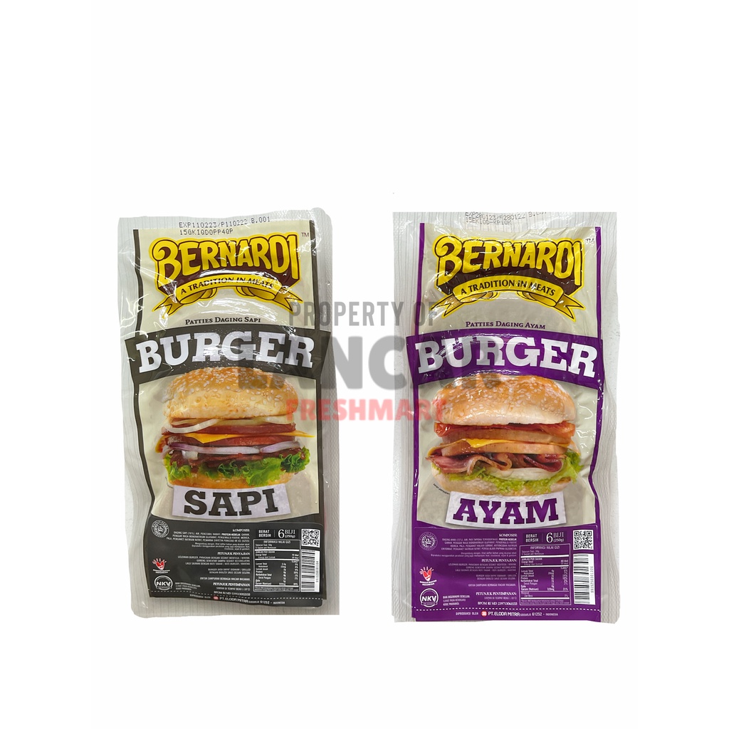 BERNADI BURGER SAPI 250GR / BERNADI BURGER AYAM 250GR