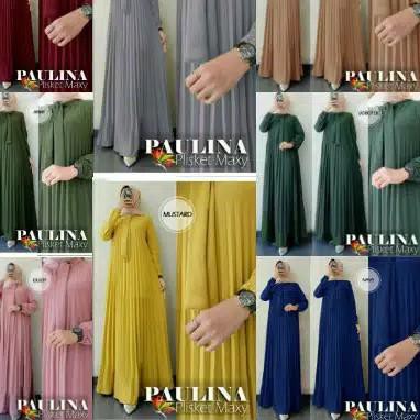 *Dijual* bisa(COD)//paulina plisket maxy//gamis plisket//busana muslim//fashion wanita//gamis mayung