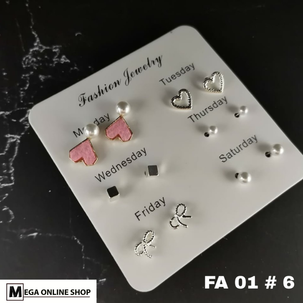 ➰CKK➰ Anting Tusuk 6 in 1 &amp; 7 in 1 FA01 Fashion Wanita Korea Aksesoris Murah