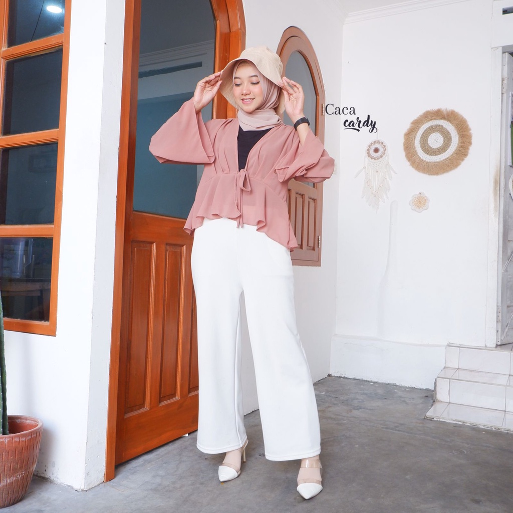 Caca Cardy Outerwear Wanita/ BLOUSE CERUTY KOREAN STYLE DERA BLOUSE POLOS PREMIUM SERUT KARET TALI HITS SELEBGRAM FASHION WANIT