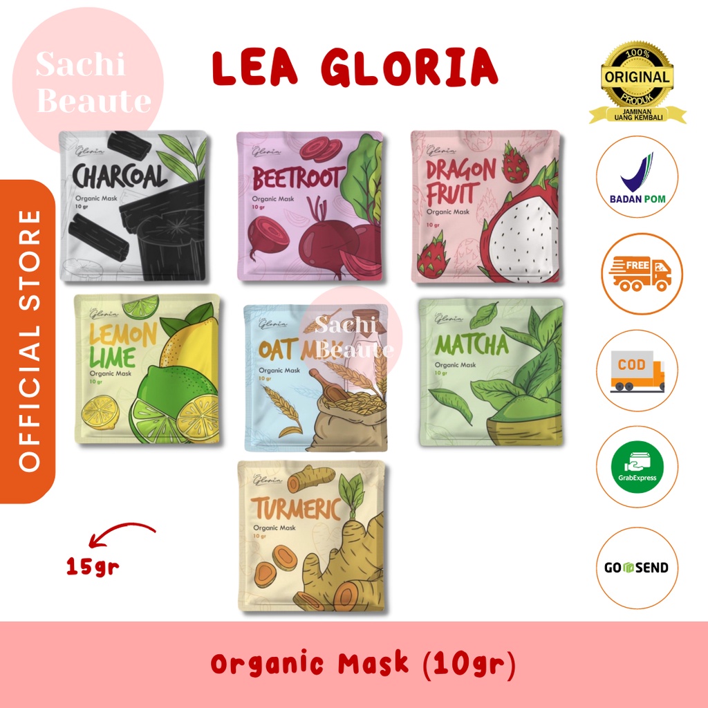 Lea Gloria Masker Organic Face Mask Organik Lea Organic Series 10gr BPOM