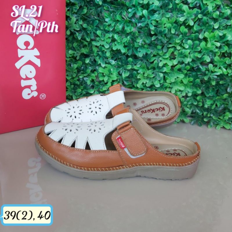 Kickers Sepatu Sandal Wanita Model Slop Kulit Asli SL.21