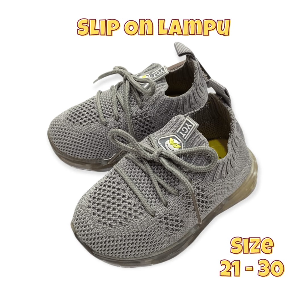 [COD] Sepatu Anak Cowok Lampu Led Yucatan size 21-30 Sepatu Lampu Led Anak Sepatu Bayi Slip-on Rajut