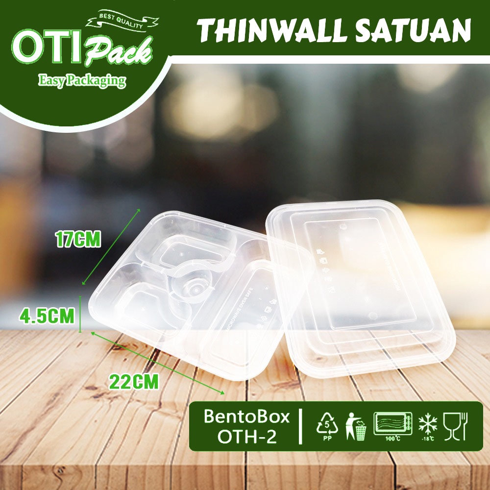 Thinwall tray Bento box 3in1  Sekat/ Tempat Makanan Plastik OTHS 2/ Container Box Satuan/ Tempat Bekal SATUAN