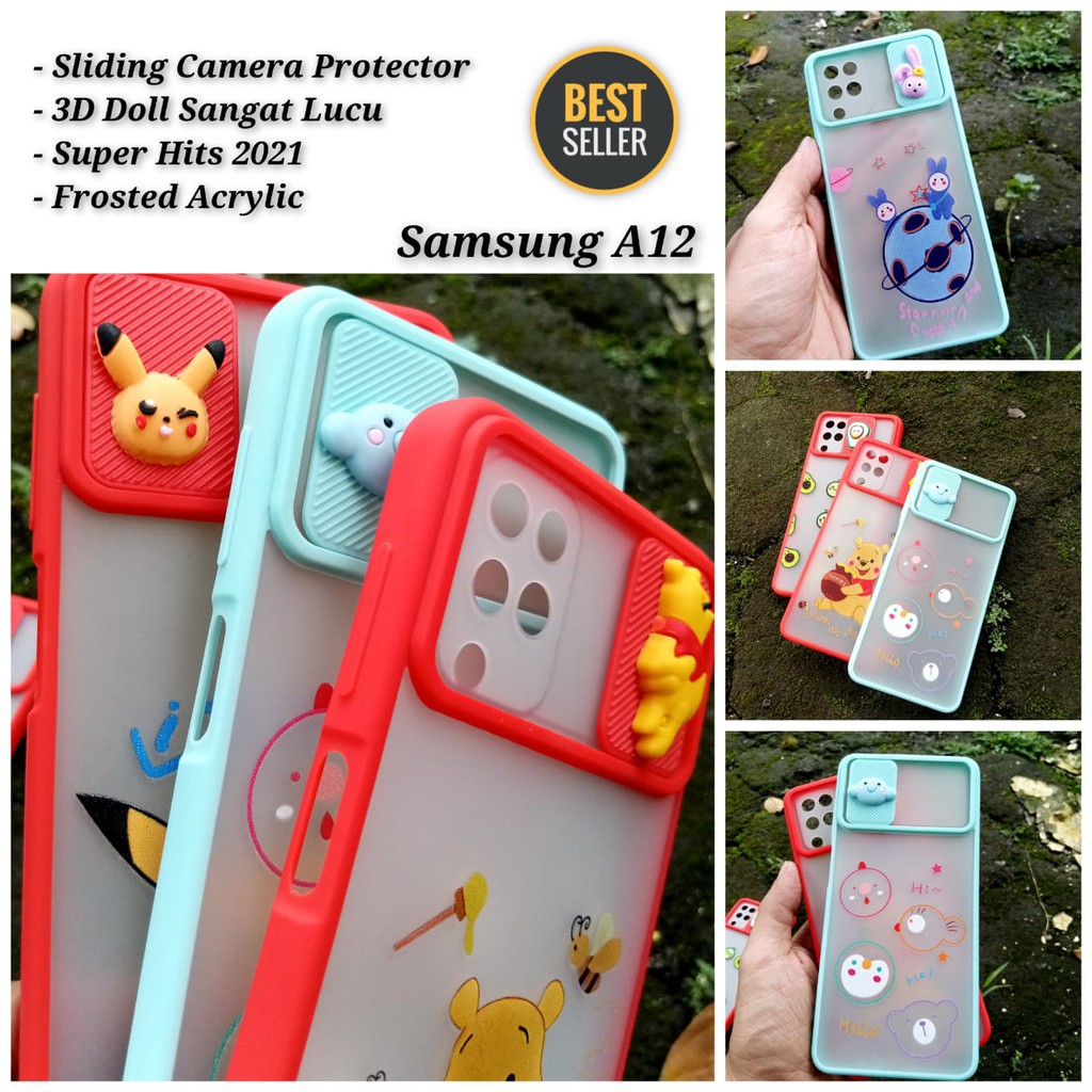 3D Cartoon Case Samsung A12 Slide Camera Protector Super Hits 2021 Cute