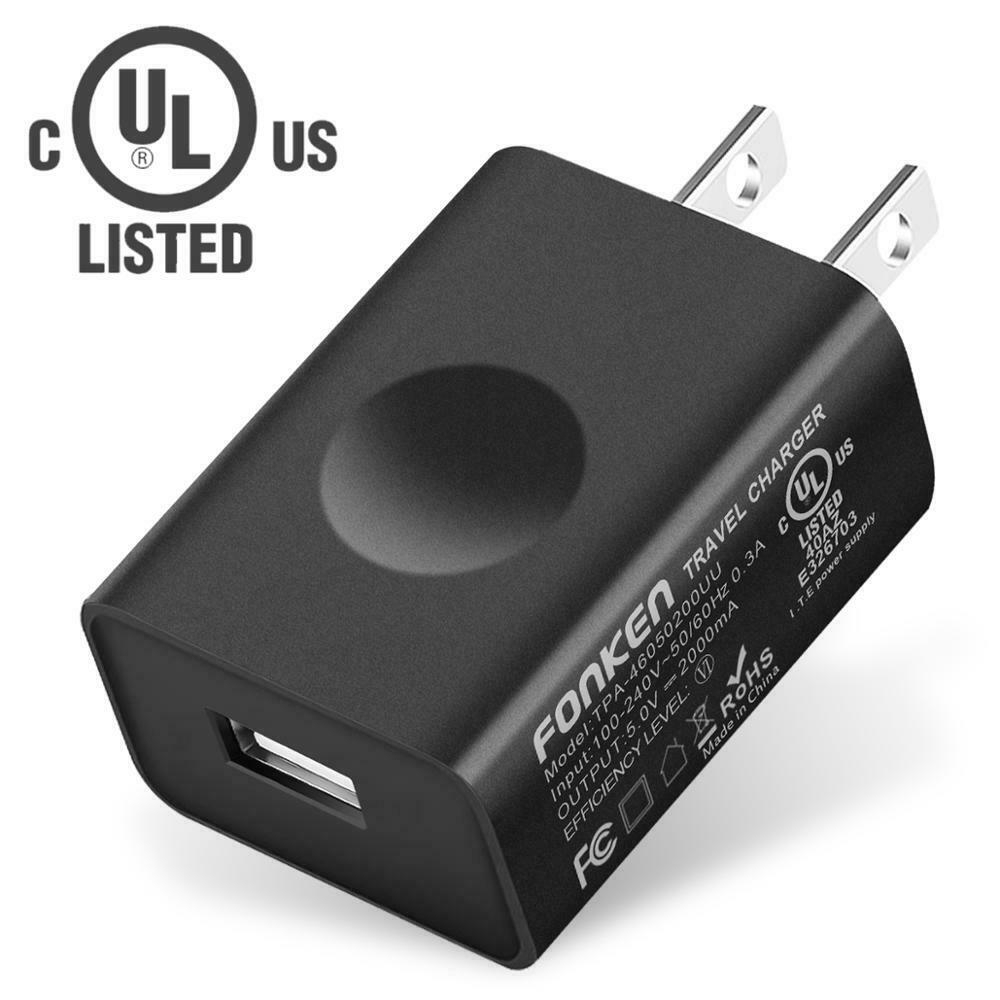 

FONKEN UL Certified 5V 2A USB Charger Smart Quick Charging Universal Phone Adapter Battery Power