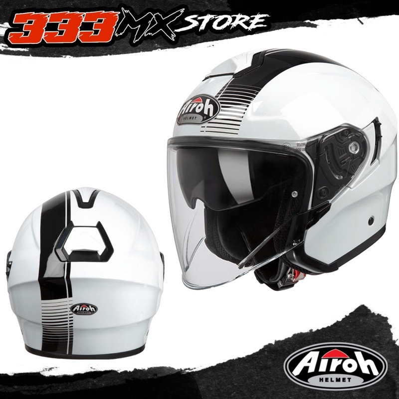 HELM AIROH HUNTER SIMPLE WHITE HELM HALF FACE AIROH HUNTER