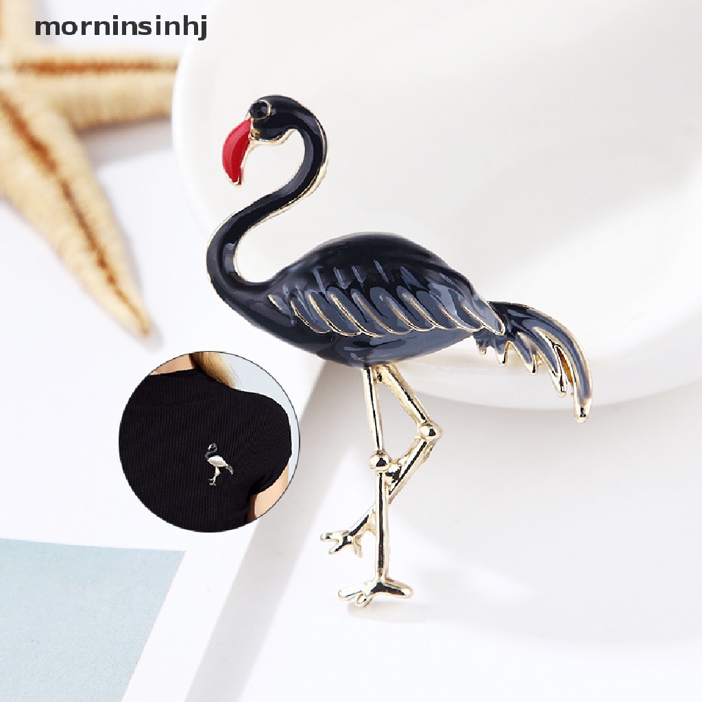 Mornin Bros Pin Enamel Bentuk Flamingo Elegan Untuk Wanita