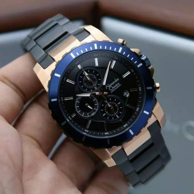 Jam Tangan Pria Alexandre Christie 6141 Original Garansi Resmi 1 Tahun Warna Hitam Rosse Gold