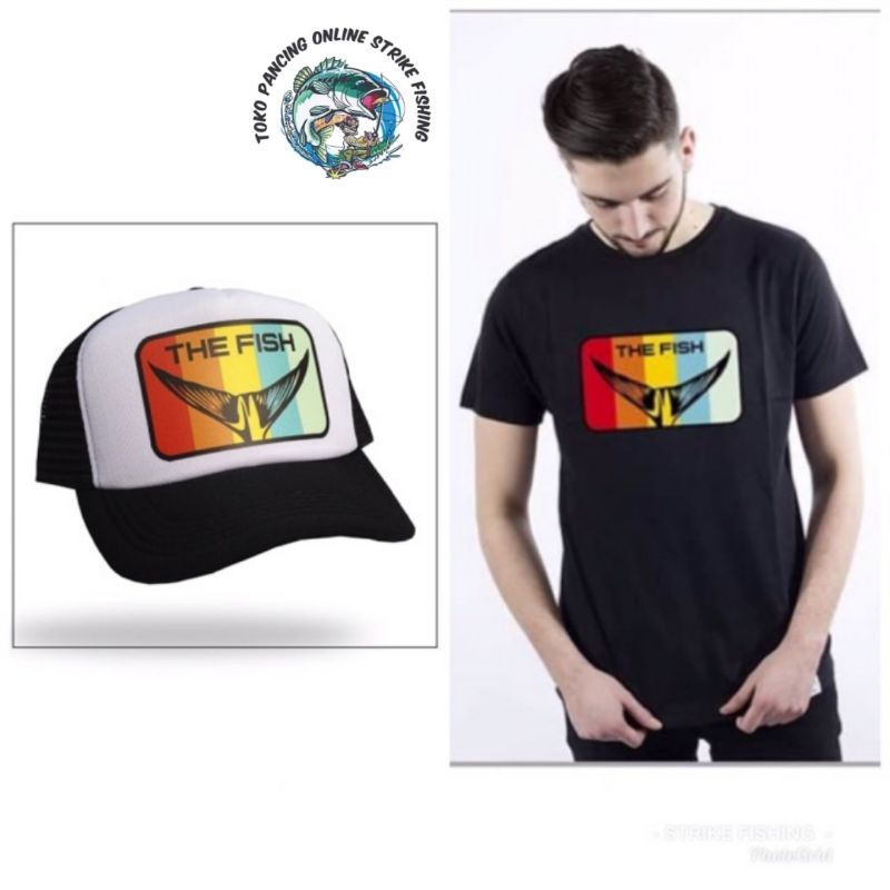 Paket hemat kaos dan topi mancing