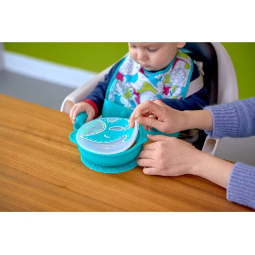 Marcus&amp;Marcus Silicone Suction Bowl with Lid – Peralatan Makan MPASI Mangkuk Suction