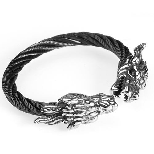 Hu Hu Hu Hu Hu Alat Bantu Pasang Kacamata♡ Perhiasan Gelang Desain Kepala Drago-n Bahan Titanium Steel Untuk Pria