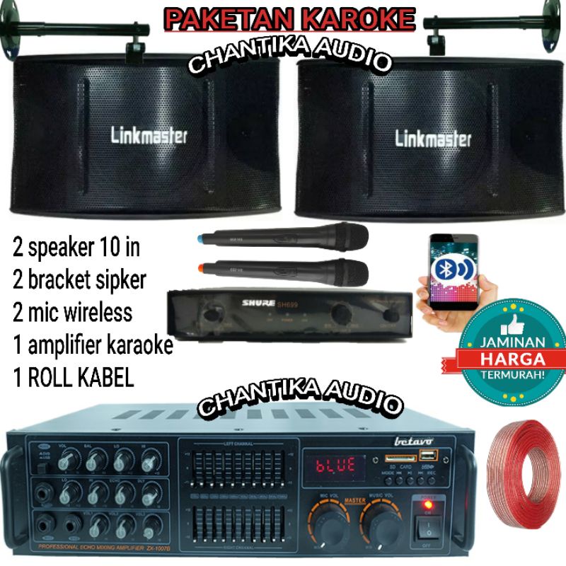 PAKET SOUND SYSTEM KARAOKE SPEAKER LINKMASTER AMPLIFIER KARAOKE RUMAH PAKET karaoke speaker 10 inch 