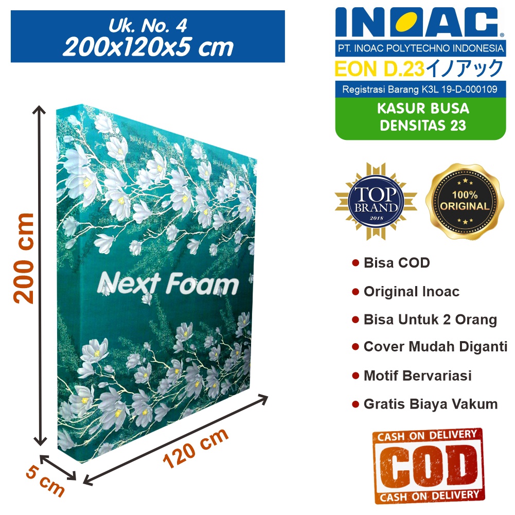 Kasur Busa Inoac Ukuran No 4 200x120x5 cm Tebal 5 cm EON D23 ORIGINAL INOAC Asli