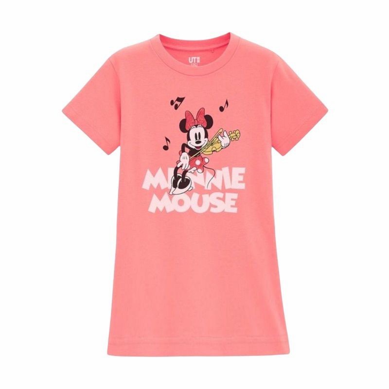 Dress Katun Anak Perempuan Uniqlo UT Disney Minnie Mouse Biola Pink Size 1y 2y / Kado Baju Kaos Cela