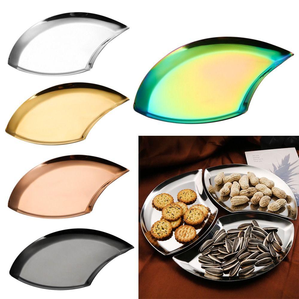 Preva Piring Makan Metal Stainless Steel Kitchen Plate Nampan Kue Buah Kacang