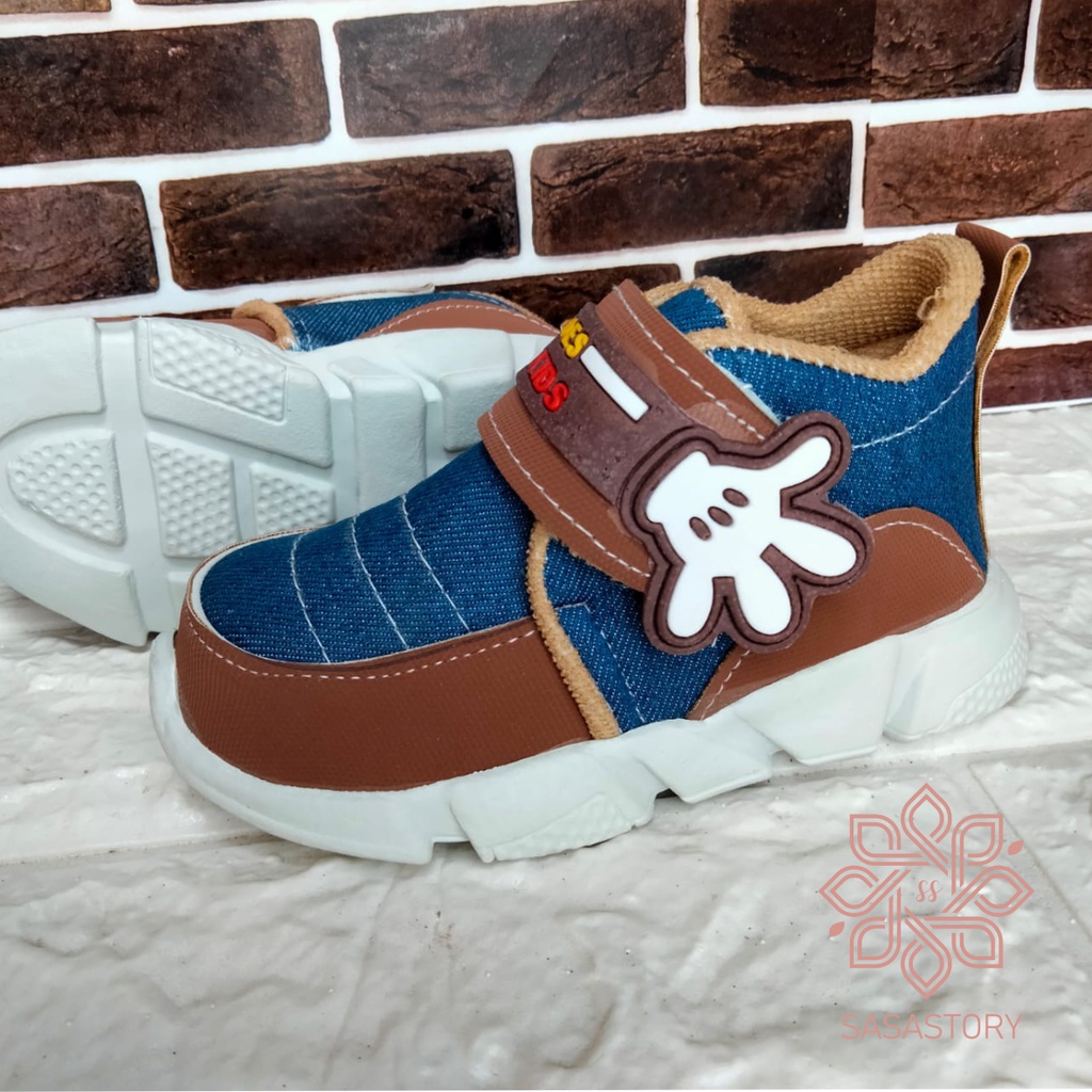 [TAMAN SEPATUKU] SEPATU TRENDY MURAH SNEAKER KERN DENIM ANAK LAKI-LAKI 1 2 3 TAHUN CAX40