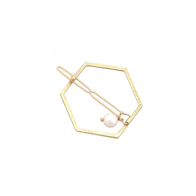 LRC Jepit Rambut Fashion Geometric Alloy Pearl Hairpin F6051X