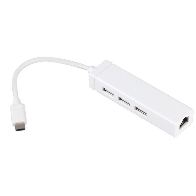 USB Type-C to LAN with USB Hub 3Port