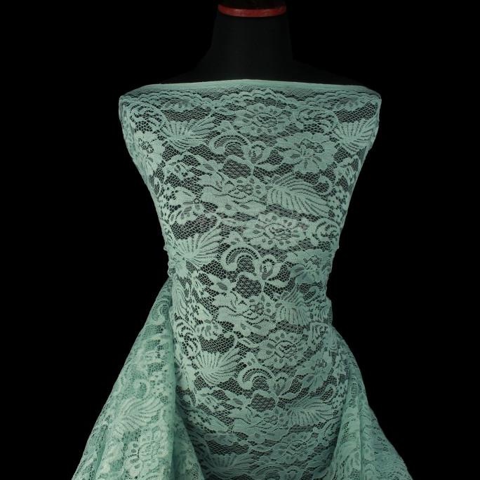 Brokat Kebaya Elegan Cord Motif Rose Daun (Hijau Mint) (Alta Moda)*