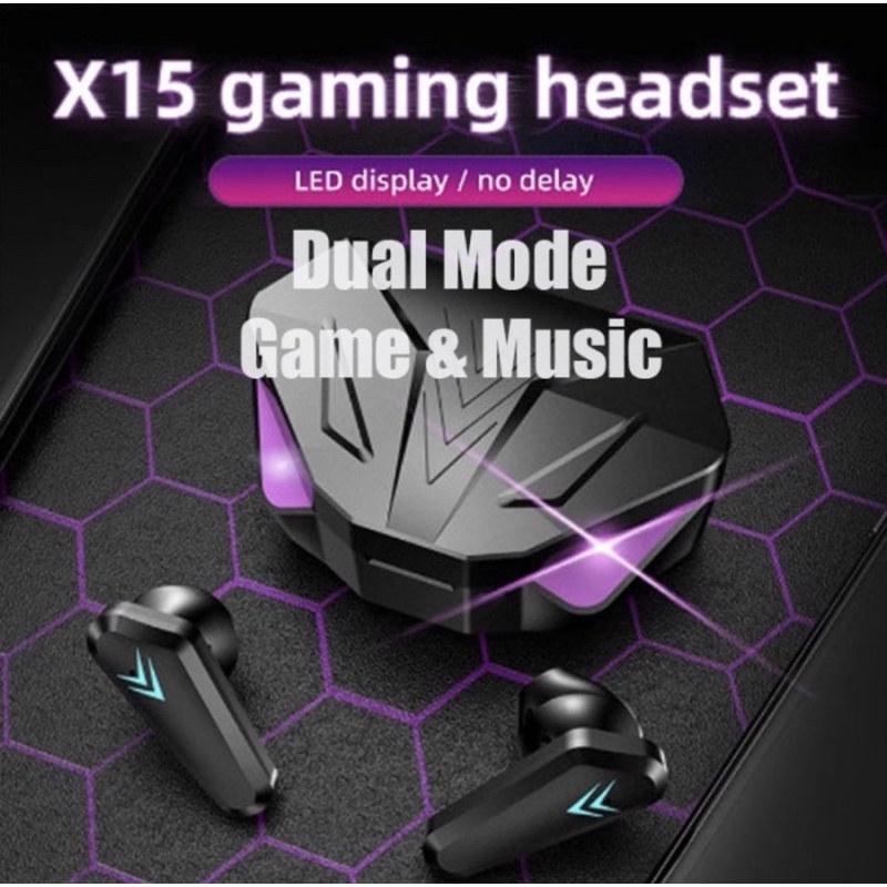 Headset Bluetooth Gaming TWS X15 Bluetooth V5.2 LED Smart Display - Headset bluetooth TWS X15