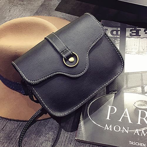 tas selempang cewek sling bag wanita korea simple retro rusty bta351 - Hitam