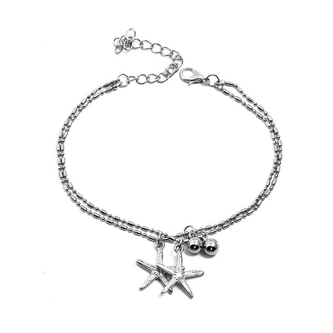 LRC Gelang Kaki Fashion Silver Starfish Anklet F58380