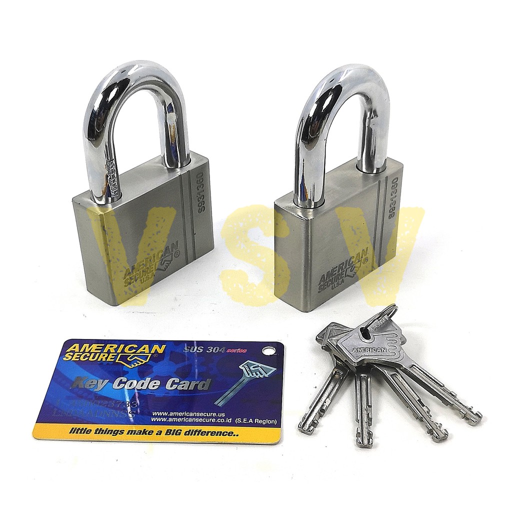 American Secure Gembok master key 60mm isi 2 / gembok rumah / gembok gudang