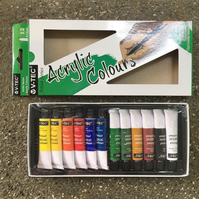 

HOT SALE V-tec Acrylic Colour Set 12 x 12 ml / Cat akrilik set 12 warna 12ml